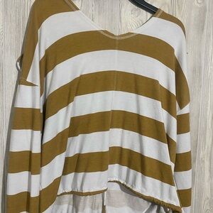 Brown and White Striped Women's Top
